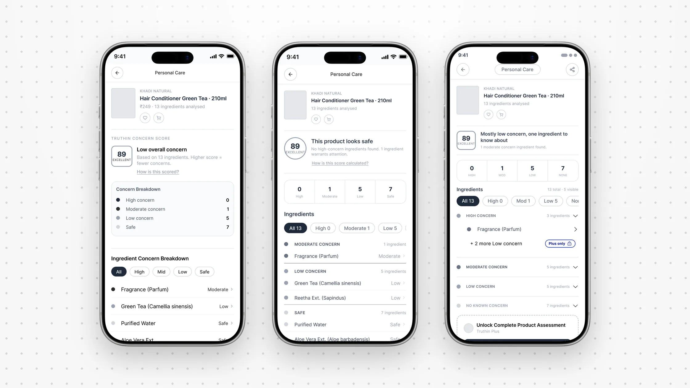 Lo-fi concepts A, B and C for the product page