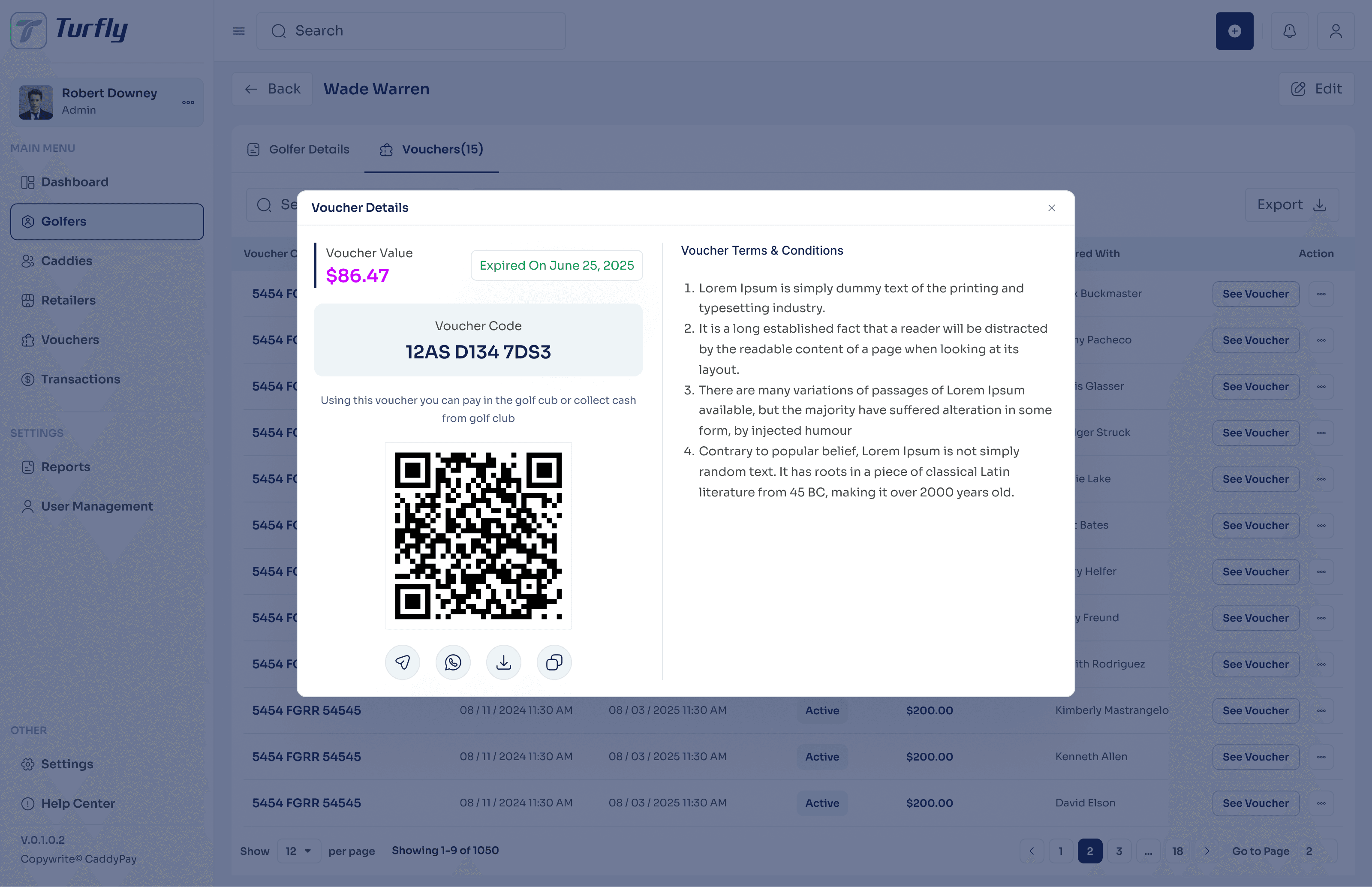Turfly redeemed voucher state screen
