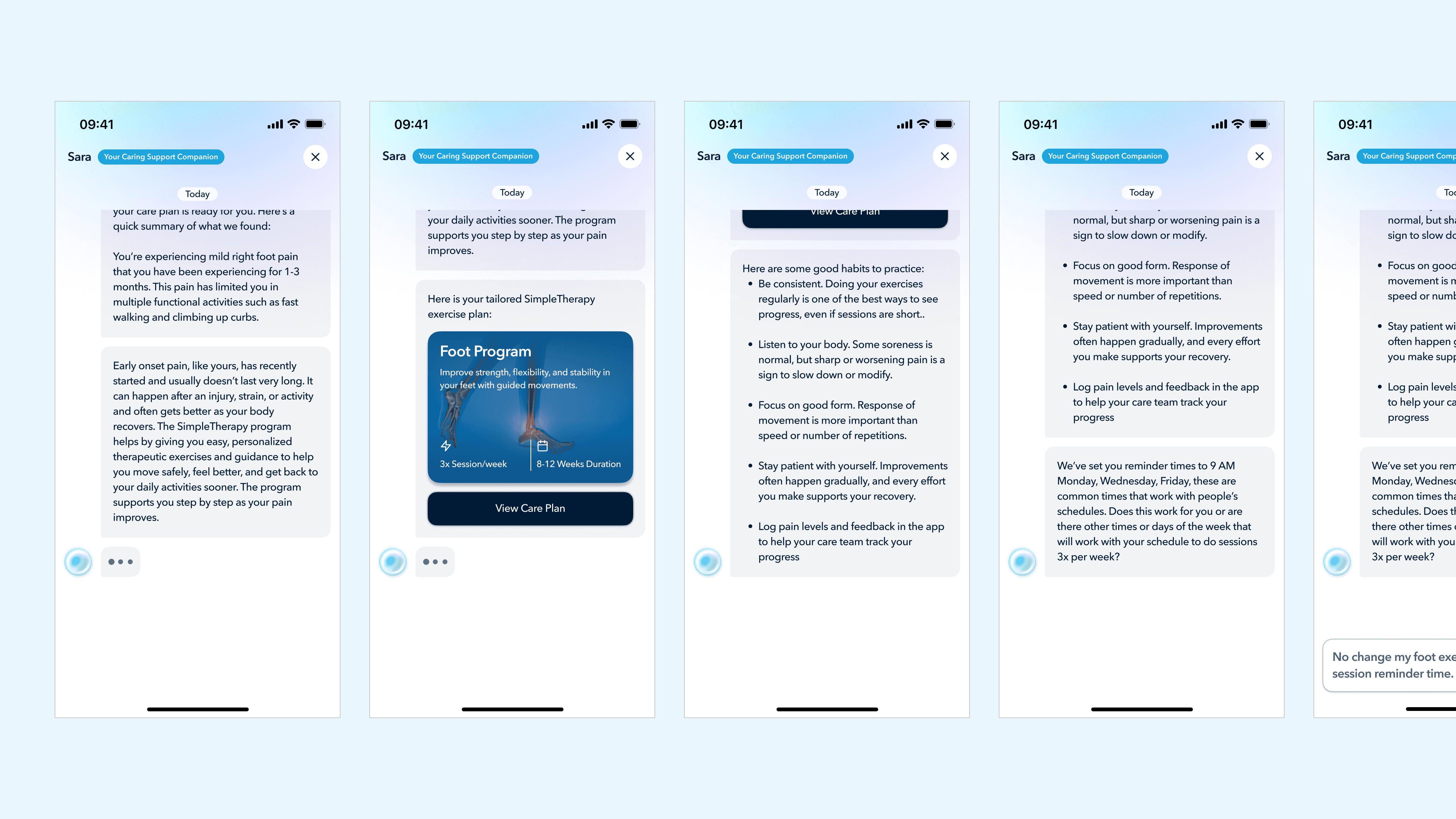 Healthcare app onboarding flow screens