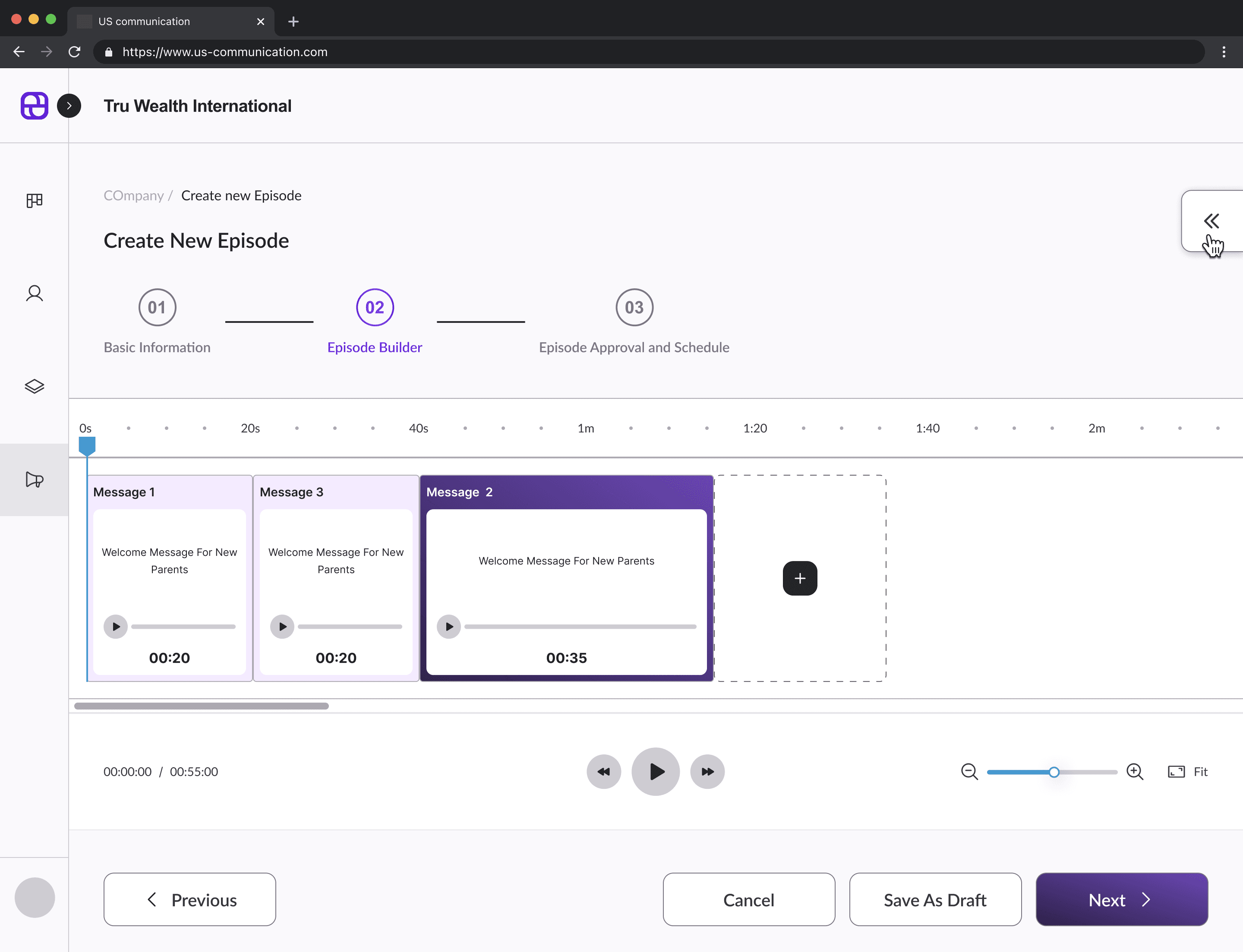 Communication SaaS product interface overview