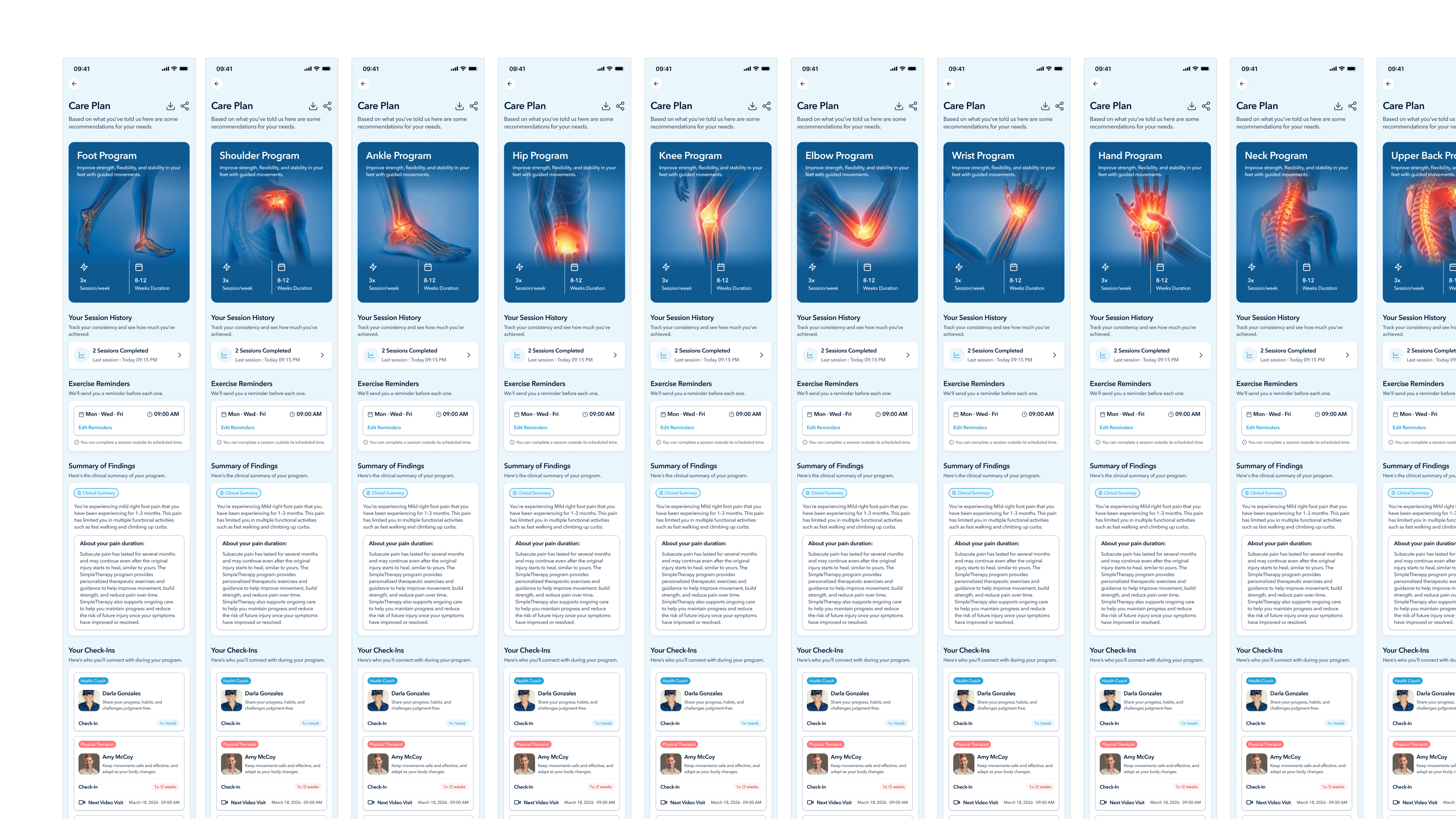 Healthcare mobile dashboard outcome screens